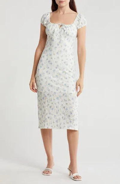 Lush Floral Midi Dress In Multi