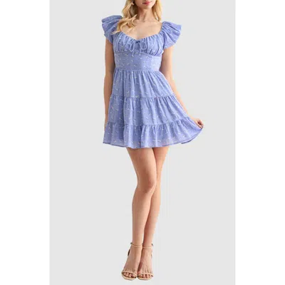 Lush Floral Puff Sleeve Fit & Flare Minidress