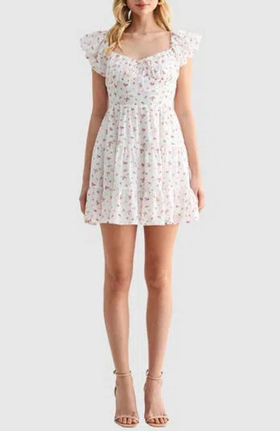 Lush Floral Puff Sleeve Fit & Flare Minidress