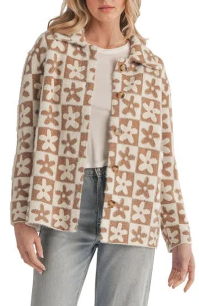 Lush Floral Soft Jacket In Ivory Taupe