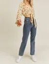 Lush Floral Tie Front Top In Cream/marigold In Multi