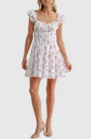 Lush Flutter Sleeve Tiered Minidress In Multi
