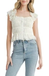 Lush Frill Sleeve Button Front Blouse In Cream
