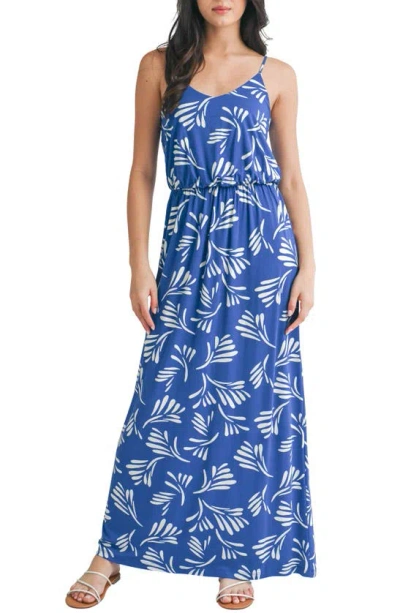 Lush Frond Maxi Dress In Blue