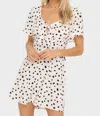 Lush Front Knot Dress In White/black In Multi