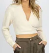 LUSH FRONT WRAPPED TIE SWEATER IN CREAM