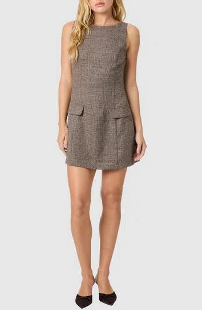 Lush Glen Plaid Sleeveless Minidress In Brown