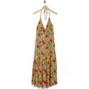 Lush Halter Midi Dress In Celery Red