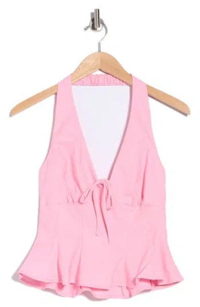 Lush Halter Peplum Top In Pink