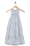 Lush Halter Ruffle Hem Minidress In White Navy