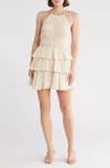 Lush Halter Ruffle Minidress In Cream