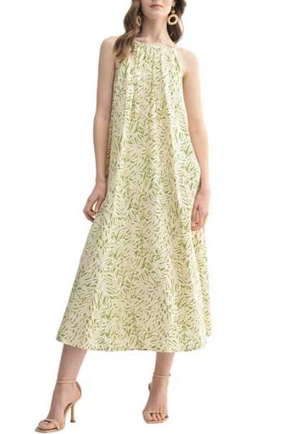 Lush High Neck Maxi Dress In Green Abstract