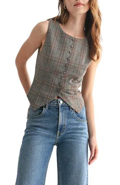 Lush Houndstooth Vest In Gray