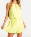 Lush Keyhole Romper In Neon Lime In Multi