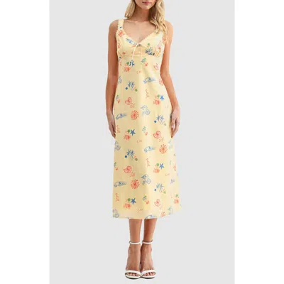 Lush Lace Inset Midi Dress In Multi