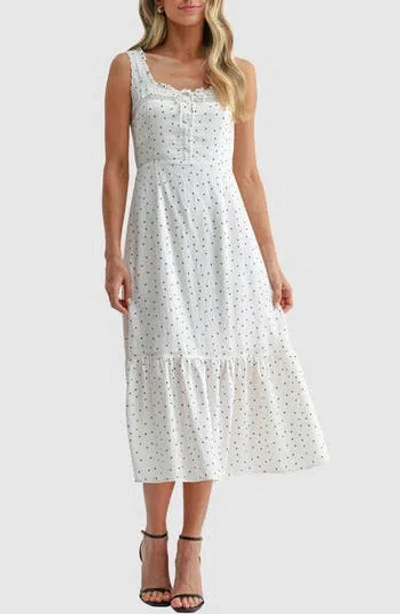 Lush Lace Inset Tiered Midi Dress In Multi
