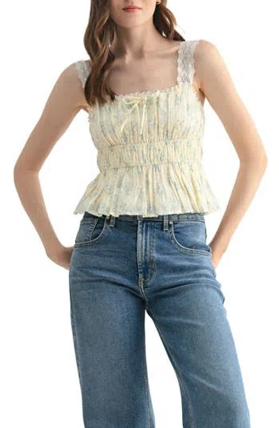 Lush Lace Strap Embroidered Eyelet Peplum Top