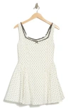 Lush Lace Trim A-line Minidress In Off White/black Dot