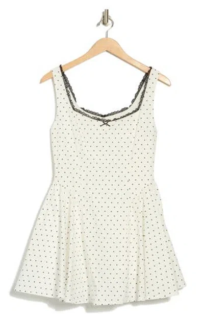 Lush Lace Trim A-line Minidress In Neutral