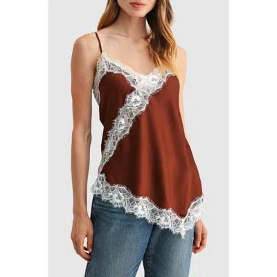 Lush Lace Trim Asymmetrical Camisole In Brown