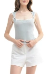 Lush Lace Trim Tie Bow Tank In Mint
