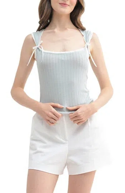 Lush Lace Trim Tie Bow Tank In Mint
