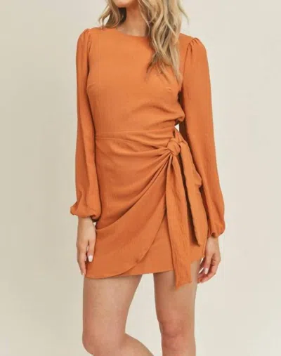 Lush Lachelle Wrap Tie Mini Dress In Orange In Brown