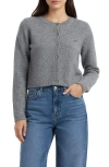 Lush Lightweight Button Front Crop Cardigan In Gray