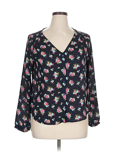 Pre-owned Lush Long Sleeve Blouse In Black