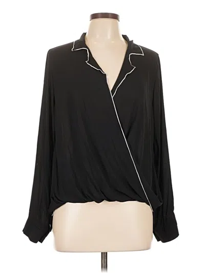 Pre-owned Lush Long Sleeve Blouse In Black