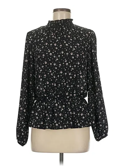 Pre-owned Lush Long Sleeve Blouse In Black