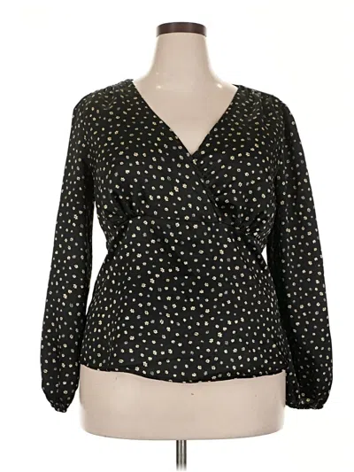 Pre-owned Lush Long Sleeve Blouse In Black