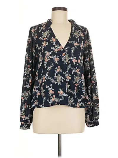 Pre-owned Lush Long Sleeve Blouse In Black