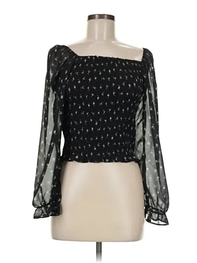 Pre-owned Lush Long Sleeve Blouse In Black
