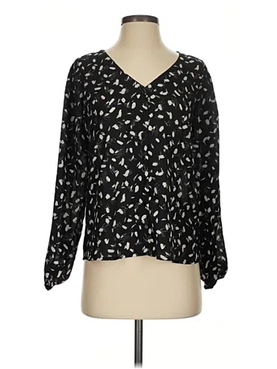 Pre-owned Lush Long Sleeve Blouse In Black