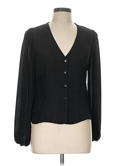 Pre-owned Lush Long Sleeve Blouse In Black