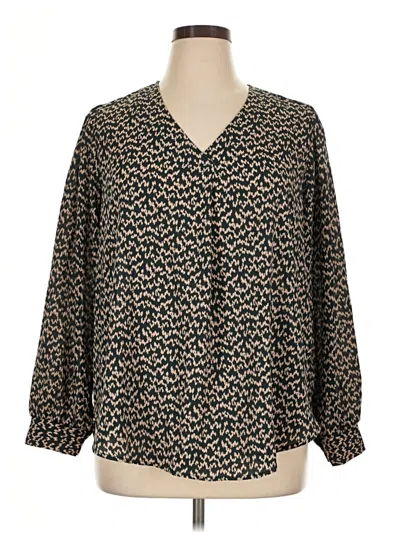 Pre-owned Lush Long Sleeve Blouse In Black