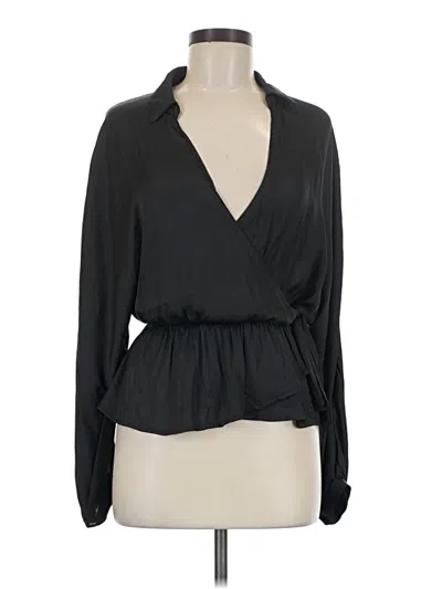 Pre-owned Lush Long Sleeve Blouse In Black