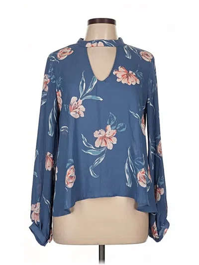 Pre-owned Lush Long Sleeve Blouse In Blue