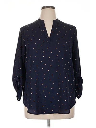 Pre-owned Lush Long Sleeve Blouse In Blue