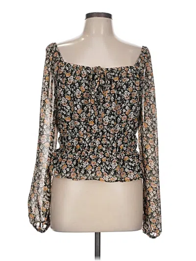 Pre-owned Lush Long Sleeve Blouse In Brown
