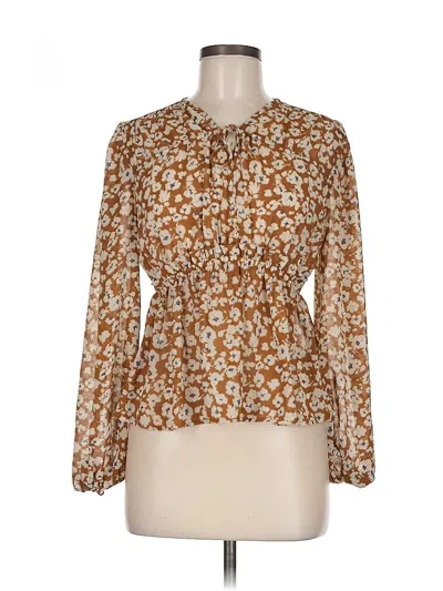 Pre-owned Lush Long Sleeve Blouse In Brown