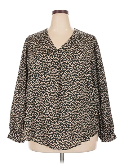 Pre-owned Lush Long Sleeve Blouse In Brown