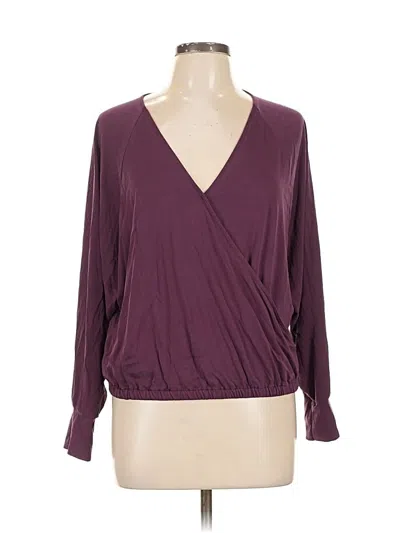 Pre-owned Lush Long Sleeve Blouse In Burgundy