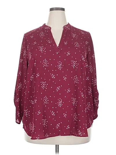 Pre-owned Lush Long Sleeve Blouse In Burgundy