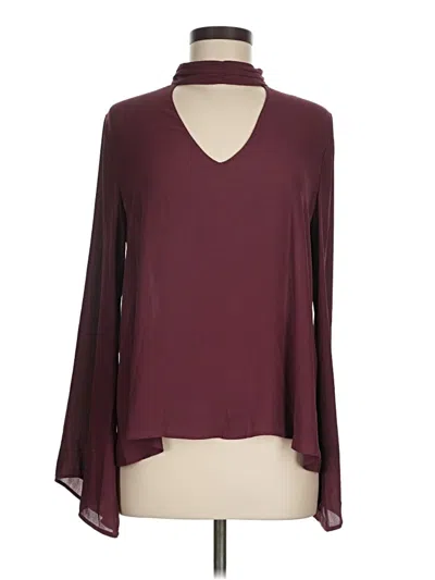 Pre-owned Lush Long Sleeve Blouse In Burgundy