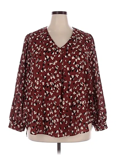 Pre-owned Lush Long Sleeve Blouse In Burgundy