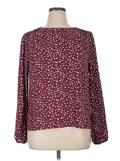 Pre-owned Lush Long Sleeve Blouse In Burgundy