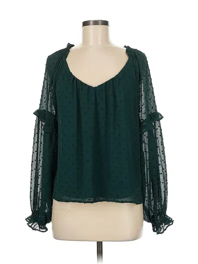 Pre-owned Lush Long Sleeve Blouse In Green