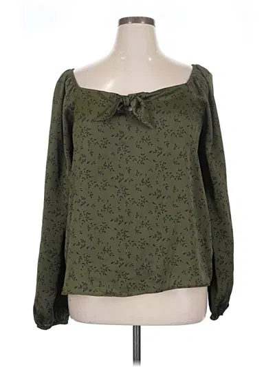 Lush Long Sleeve Blouse In Green